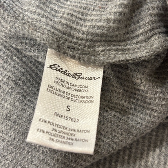 Eddie Bauer Men's Grey Waffle Knit Thermal Long Sleeve Shirt - Size M - Picture 8 of 8